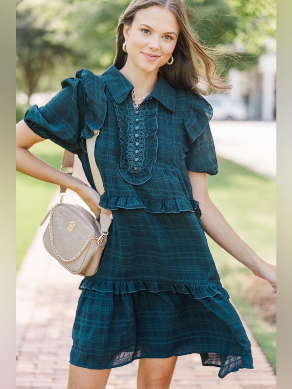 Shop The Mint All The Very Best Emerald Green Ruffled Dress Size Small